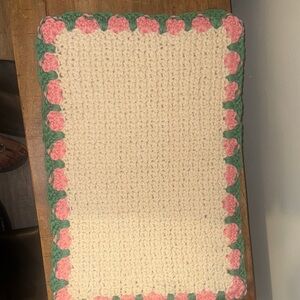 Handmade Crochet Pink Green Placemats